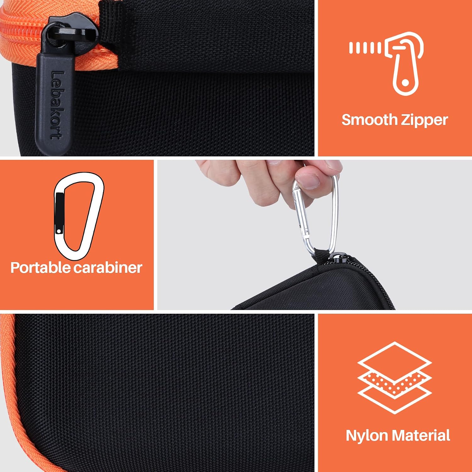 Lebakort Hard Case Compatible with Garmin inReach Mini 2 / inReach Mini Lightweight Compact Satellite Communicator Hiking Handheld 010-02602-00/010-02602-01/010-01879-00 (Black + Orange Case)