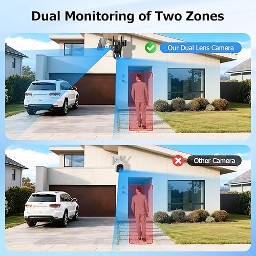 Miniatura 3 de Cámaras de seguridad solar 4K inalámbricas para exteriores 5GHz2.4Hz WiFi 6, cámara de seguridad para el hogar de doble lente 2 en 1, 360