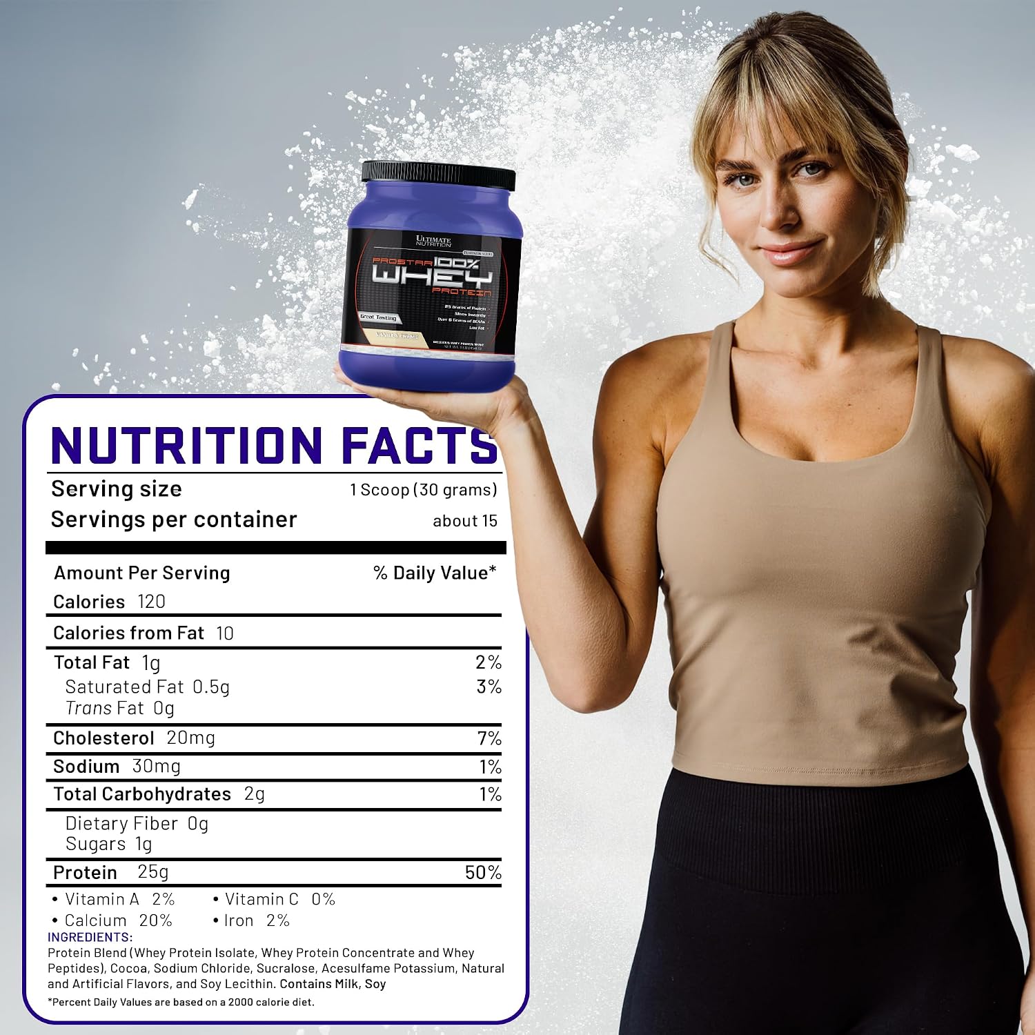 Ultimate Nutrition Prostar Whey Protein Powder Isolate, Vanilla - Low Carb, High Protein Powder Shake for Muscle Gain & Recovery - Low Sodium, Low-Fat & Keto Friendly - 1 lb Tub