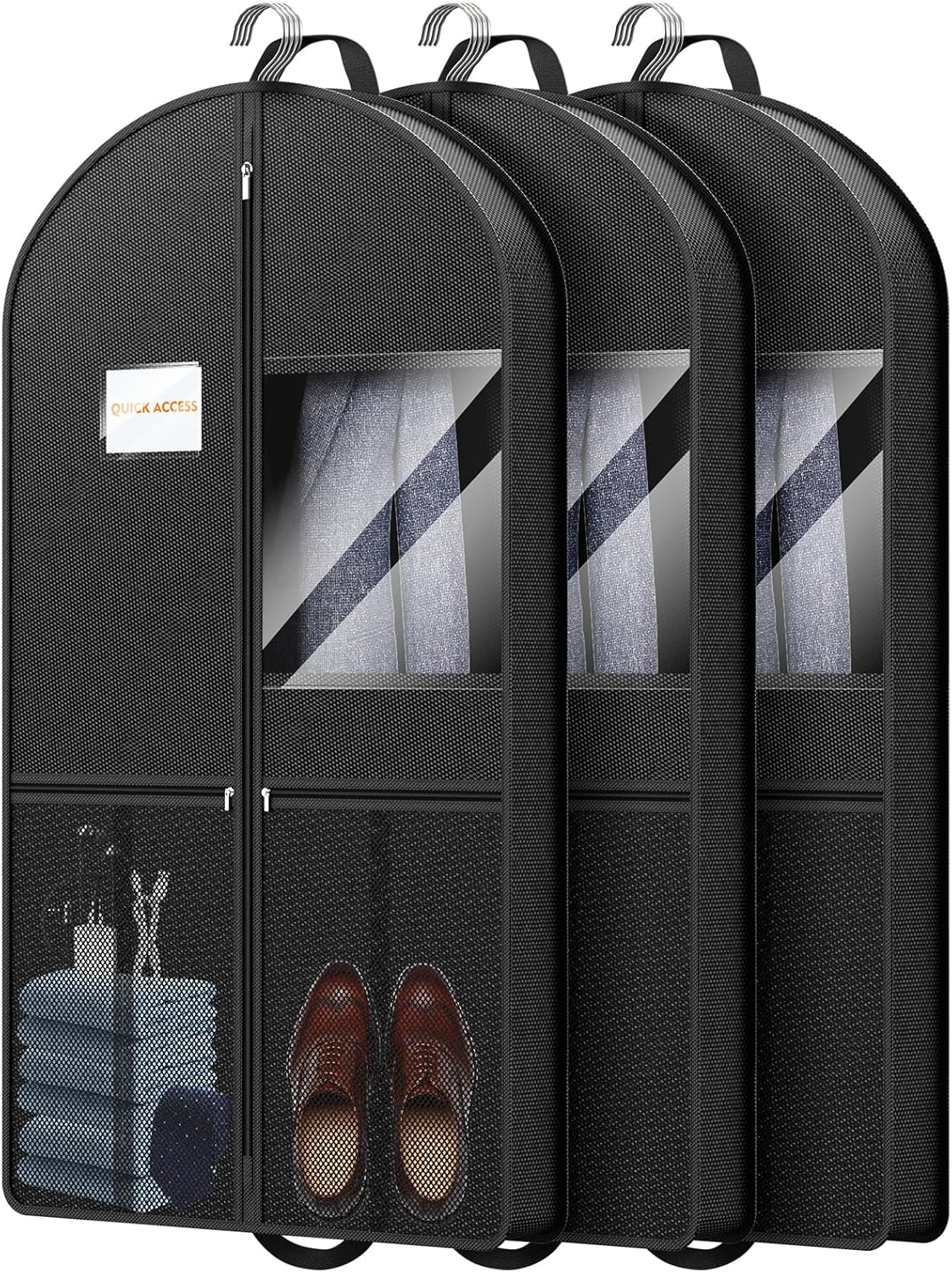 ガーメントバッグ トラベルスーツ収納:43インチ 3パック 生地 通気性 ファスナー付き - 洋服カバー キャリーシューズポケット