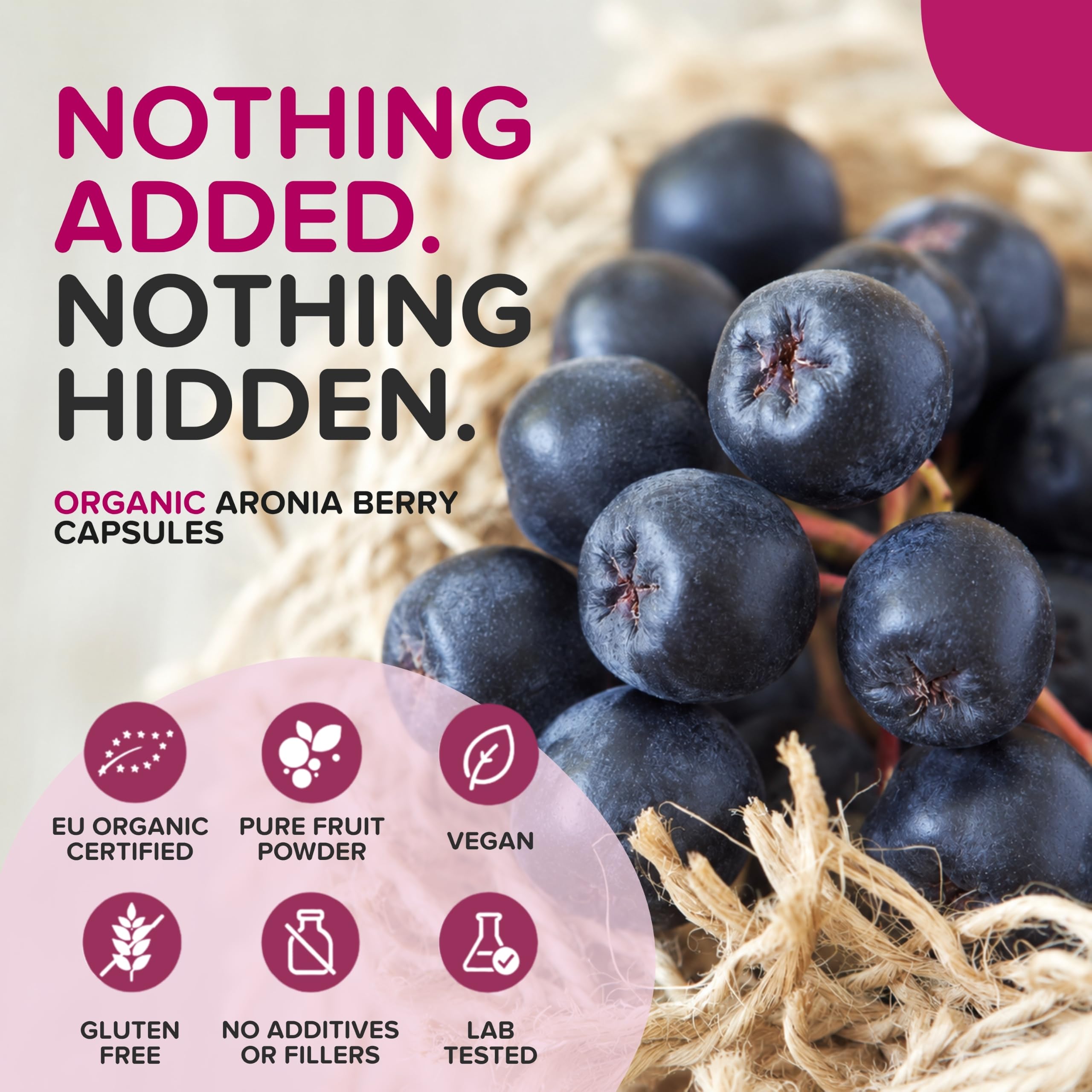 Organic Aronia Berry Capsules – Black Chokeberry Supplement with Natural Anthocyanins & Polyphenols – Supports Immune System – from Aronia Berries Powder – Non-GMO – 500mg, 90 Vegan Capsules — Amazon image 6