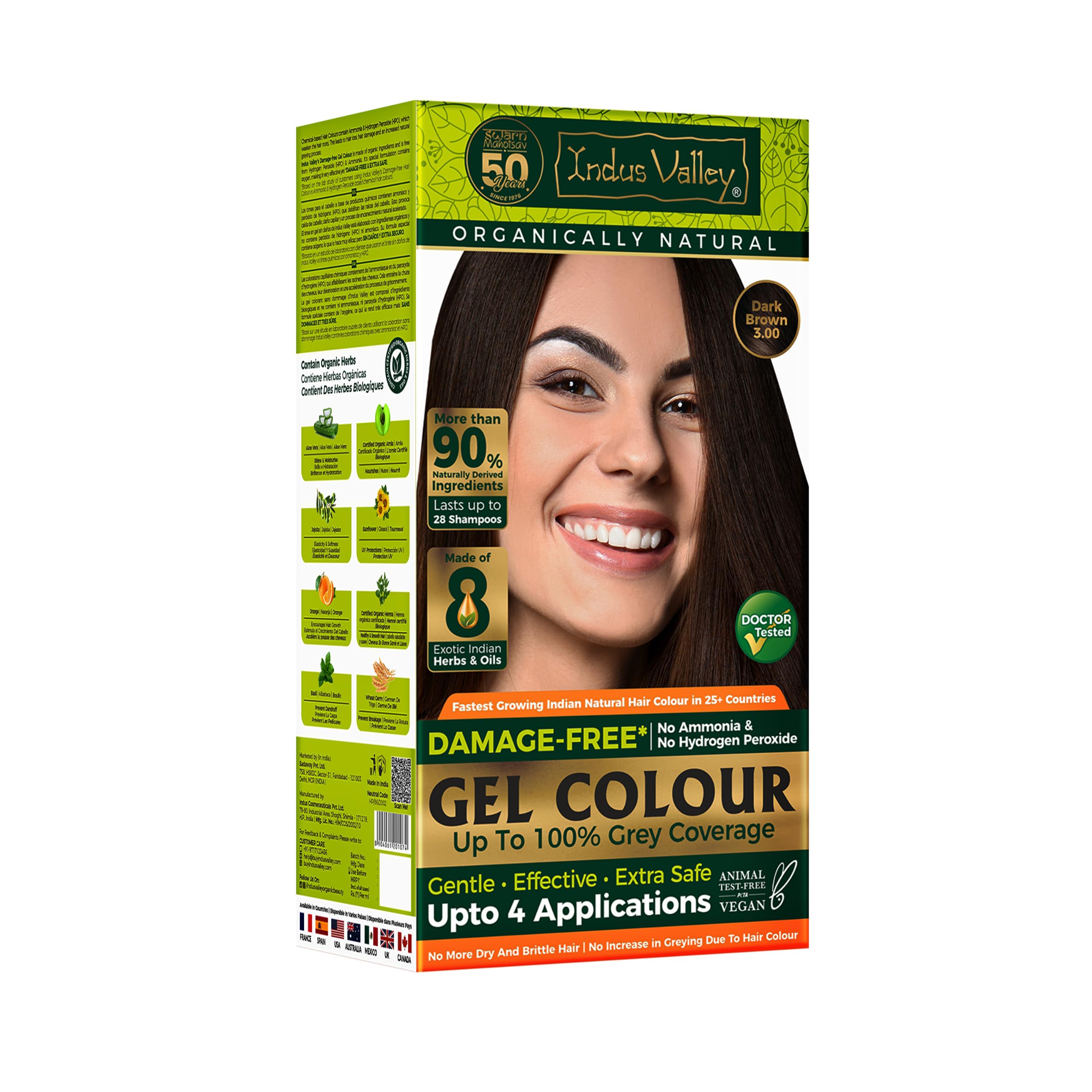 INDUS VALLEY Damage Free Natural Gel Hair Colour for Women | Ammonia & PPD Free Organic Hair Colour with 100% Grey Coverage, Long Lasting Conditioning Hair Color | Dark Brown 3.00-220 ml-picture-34
