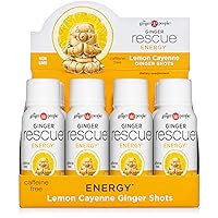 Vista 1 de Ginger Rescue Shots de The Ginger People - Potenciador de energía, energía sin cafeína, salud digestiva, sabor a limón y cayena, 2 onzas líquidas