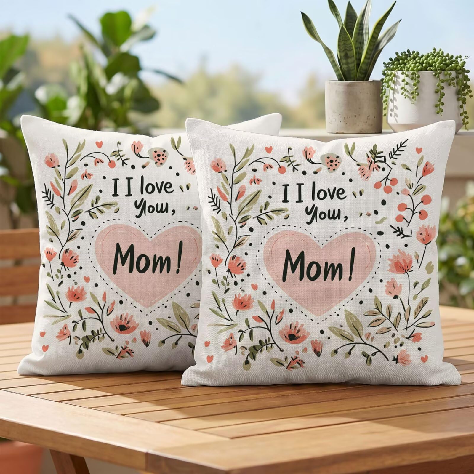 Coussin extérieur imperméable 60x60 cm beige en lin lavable pour jardin et terrasse