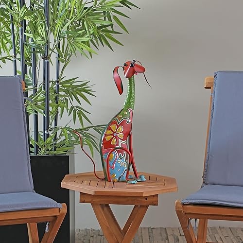 Miniatura 5 de Deco 79 Escultura decorativa de metal para jardín para interiores y exteriores, estatua de jardín con patrón floral, escultura al aire libre, 6 x 12