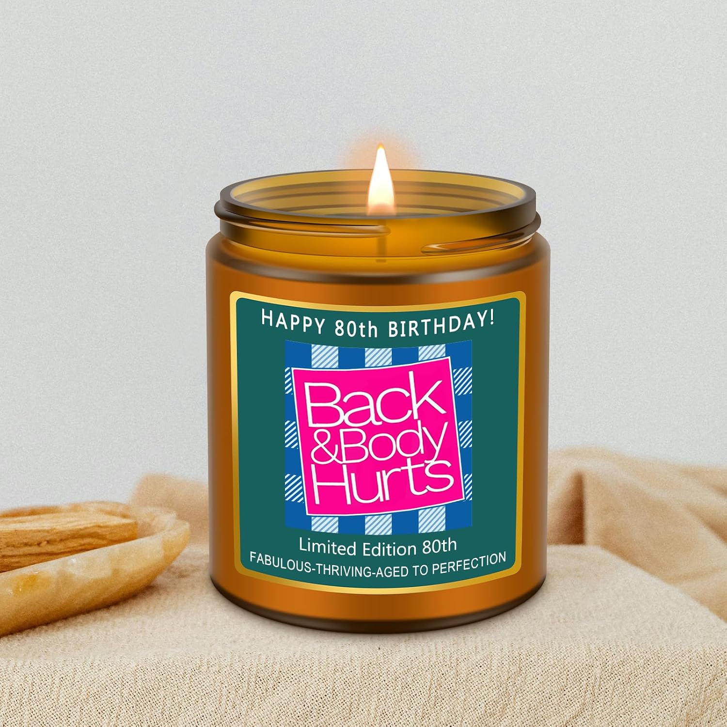 Happy 80th Birthday Gifts for Women Men - Lavender Scented Candle image 4