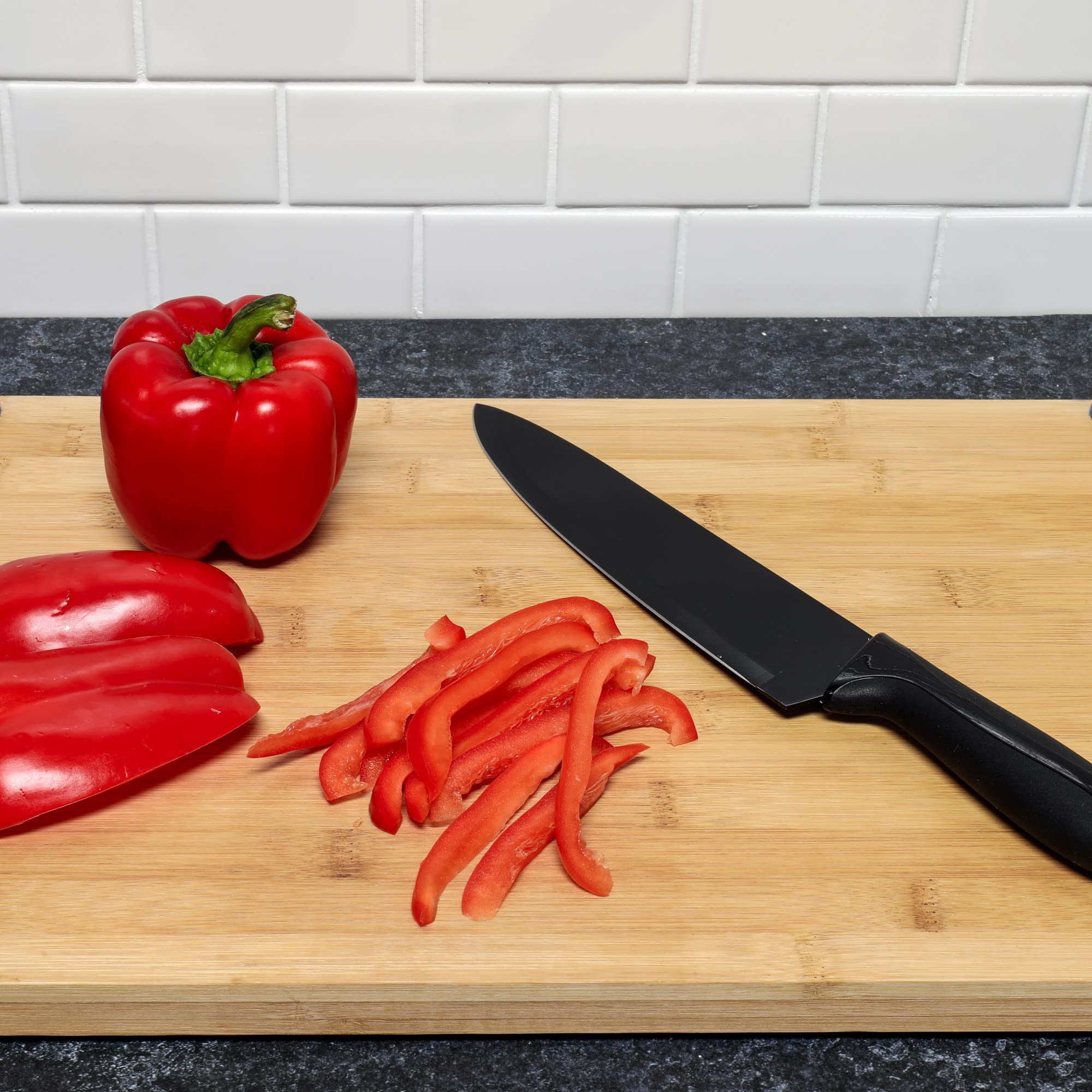 Chef Craft Premium Chef Knife with Sheath, 8 inch blade 13.5 inches in length, Black — Amazon image 5