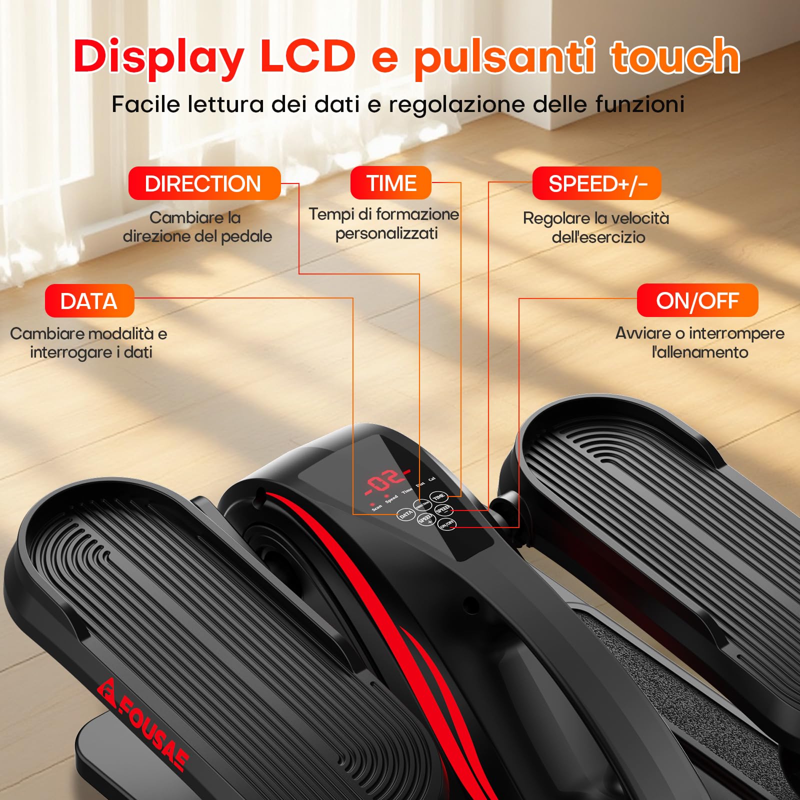 Ellittica Elettrico, 2 in 1 Pedaliera Elettrica con 15 velocità Regolabili e 3 modalità Automatiche, Cross Trainer da Seduti con Telecomando, Pedaliera per Anziani Silenzioso e Portatile