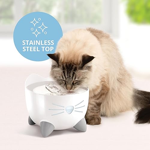 Miniatura 9 de Catit PIXI Drinking Fountain – Cat Water Fountain with Triple Filter and Ergonomic Drinking Options, White