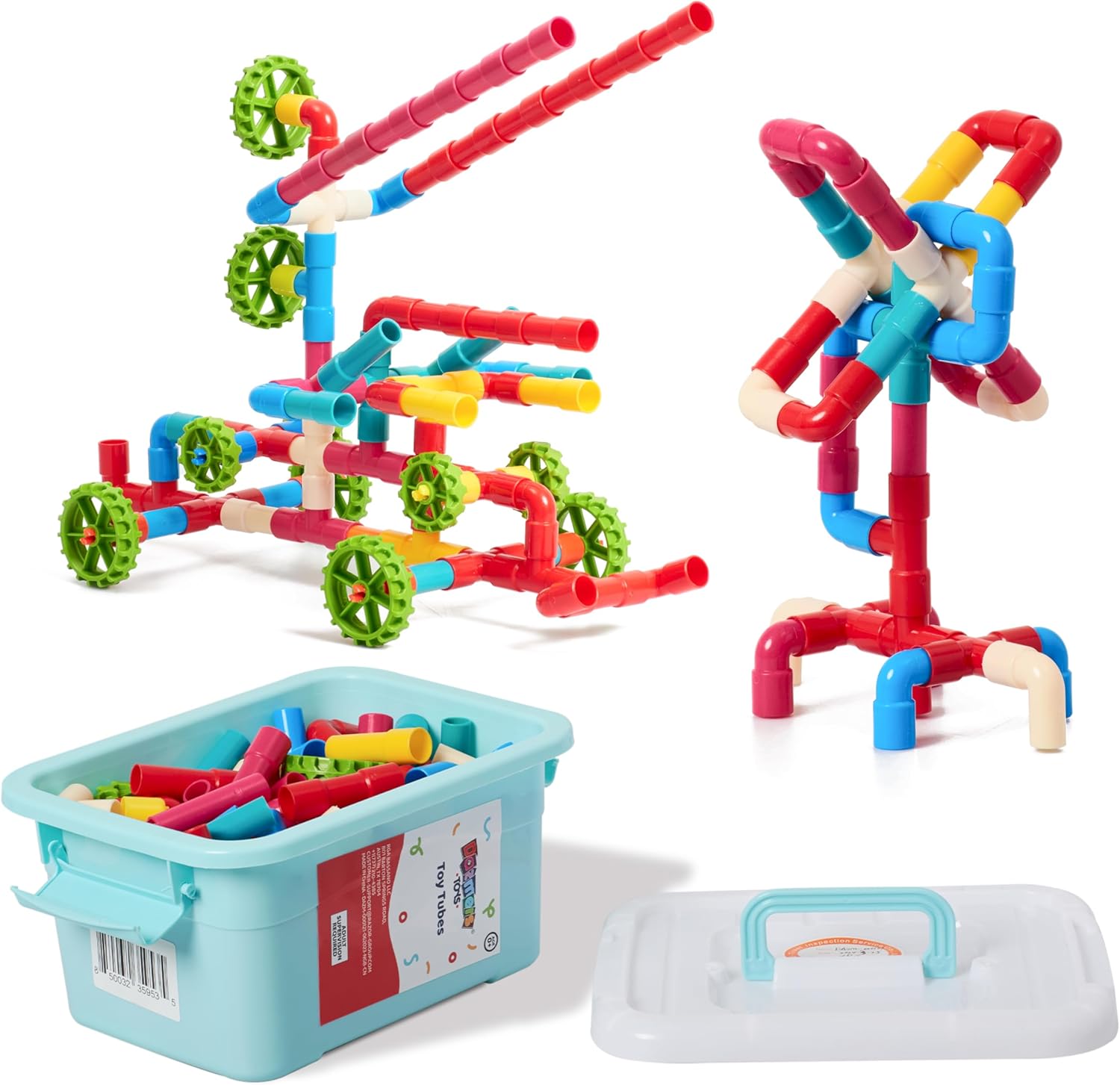 144 PCS STEM Pipe Building Blocks – Colorful Tube Construction Set for Kids Age 3+, Sensory Educational Learning Toys for Boys & Girls, Creative Engineering Building Kit for Preschool & Toddlers