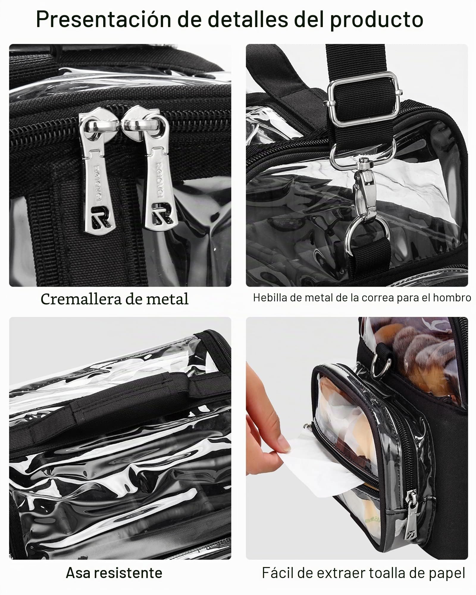Relavel Bolsa de pinceles de maquillaje – Extra grande, profesional, soporte para brochas de maquillaje, maquillaje artista, estuche de viaje, Negro , Caja de almacenamiento profesional cosmética