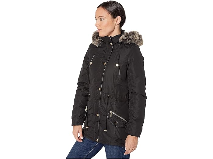 parka with faux fur lining and hood