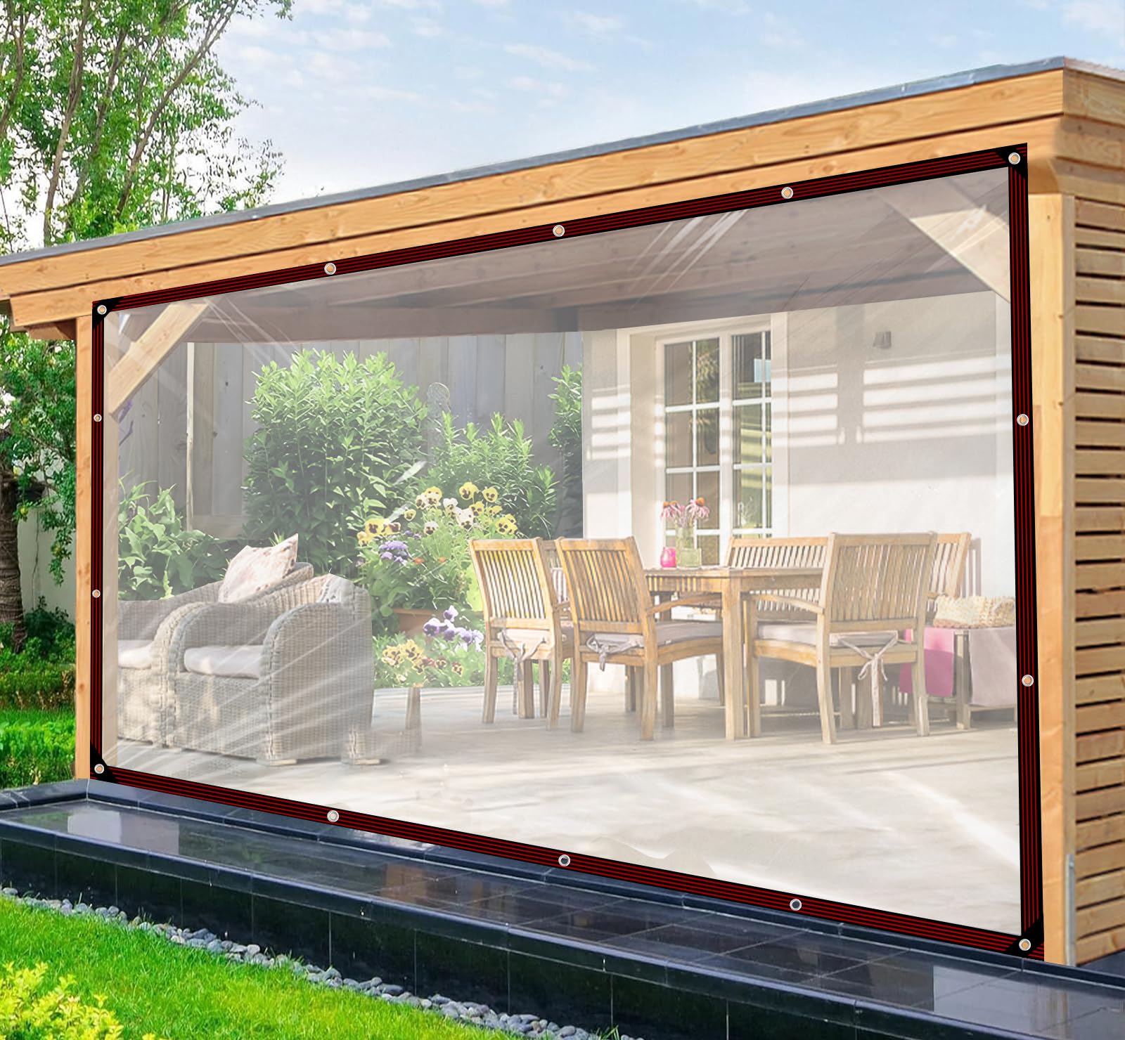 Plane Wasserdicht mit ösen,Transparent Abdeckplane - 2.5X4M Durchsichtig Plane für Außenbereich Gartenmöbel Balkon Regenschutz Pflanzen Gewächshaus Pet Hutch Dach