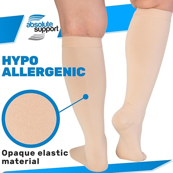 ABSOLUTE SUPPORT Open Toe Medical Compression Socks Up to 7XL 15-20mmHg Circulation for Women & Men, A515