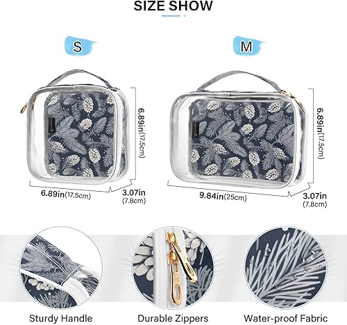 Miniatura 4 de Pine Cones Clear Toiletry Bag for Traveling,2 Pack Makeup Cosmetic Bag with Zipper,Travel Bag for Toiletries,Travel Essentials 21214956