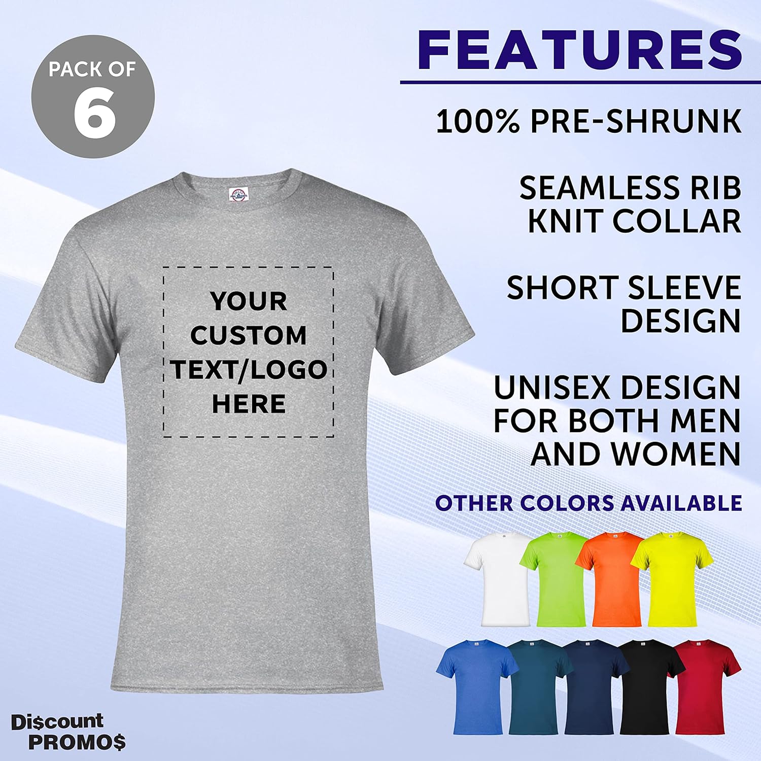 DISCOUNT PROMOS Custom Delta Apparel Unisex Short Sleeve T-Shirts, Personalized Bulk Pack - Image 3