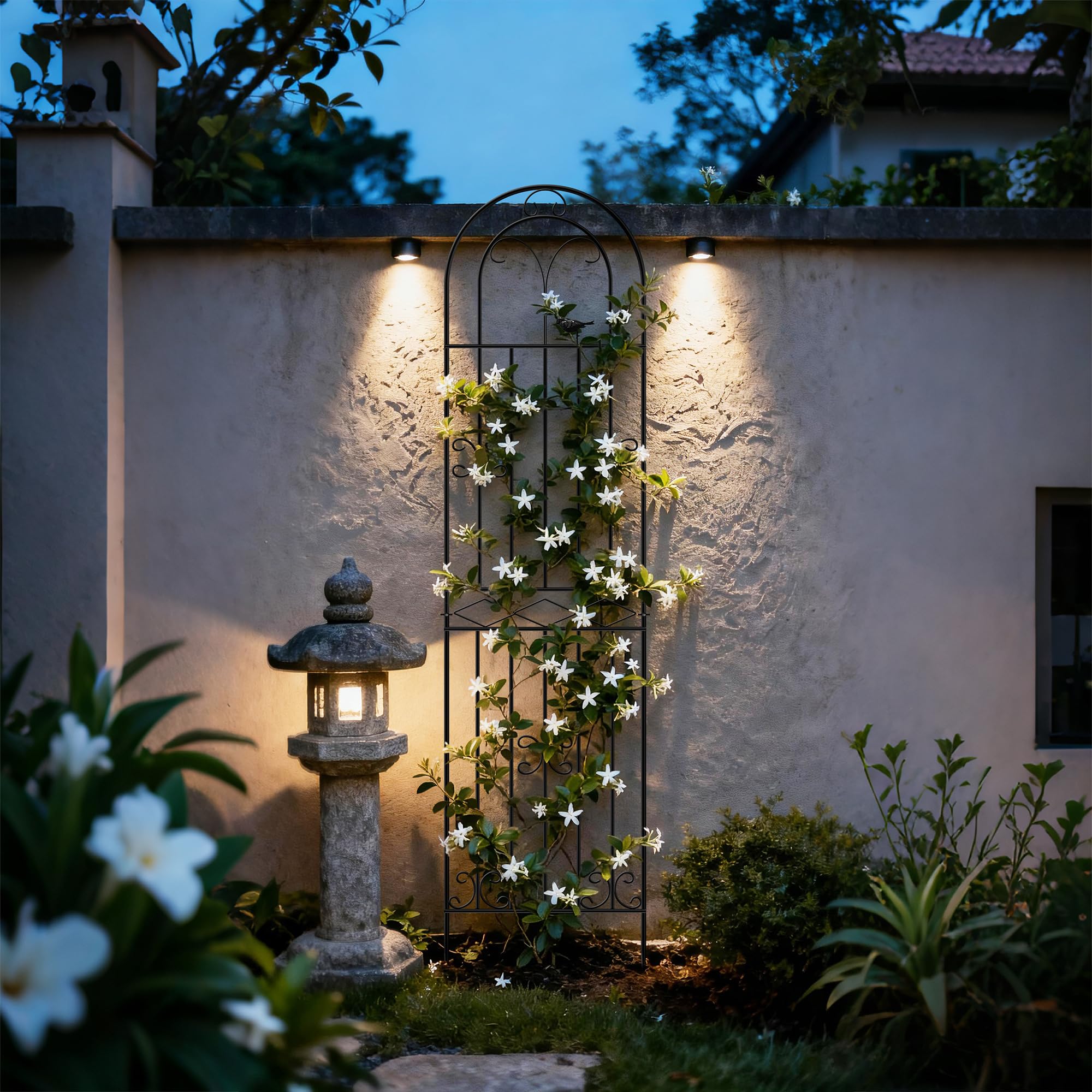ARIFARO Treillis de Jardin en Métal, 200cm H x 50cm L, Lot de 2, Treillis Décoratif Robuste pour Intérieur et Extérieur, Support pour Plantes Grimpantes, Plantes en Pot, Motif Oiseaux