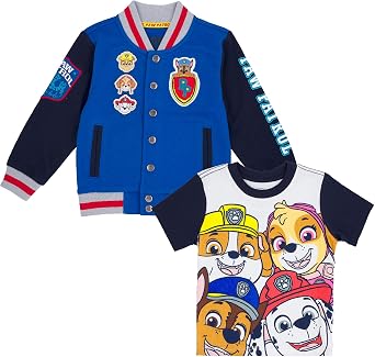 Paw Patrol Toddler Varsity Jacket and Graphic T-Shirt Set, Officially Licensed 2T5T