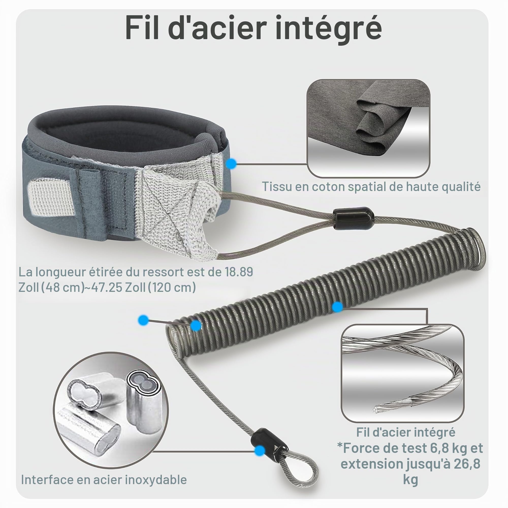 FitStill Monopode étanche avec poignée flottante + corde en acier Cored de sécurité pour caméras d'action Go Pro Hero Session DJI Osmo plongée sous-marine Selfie Stick