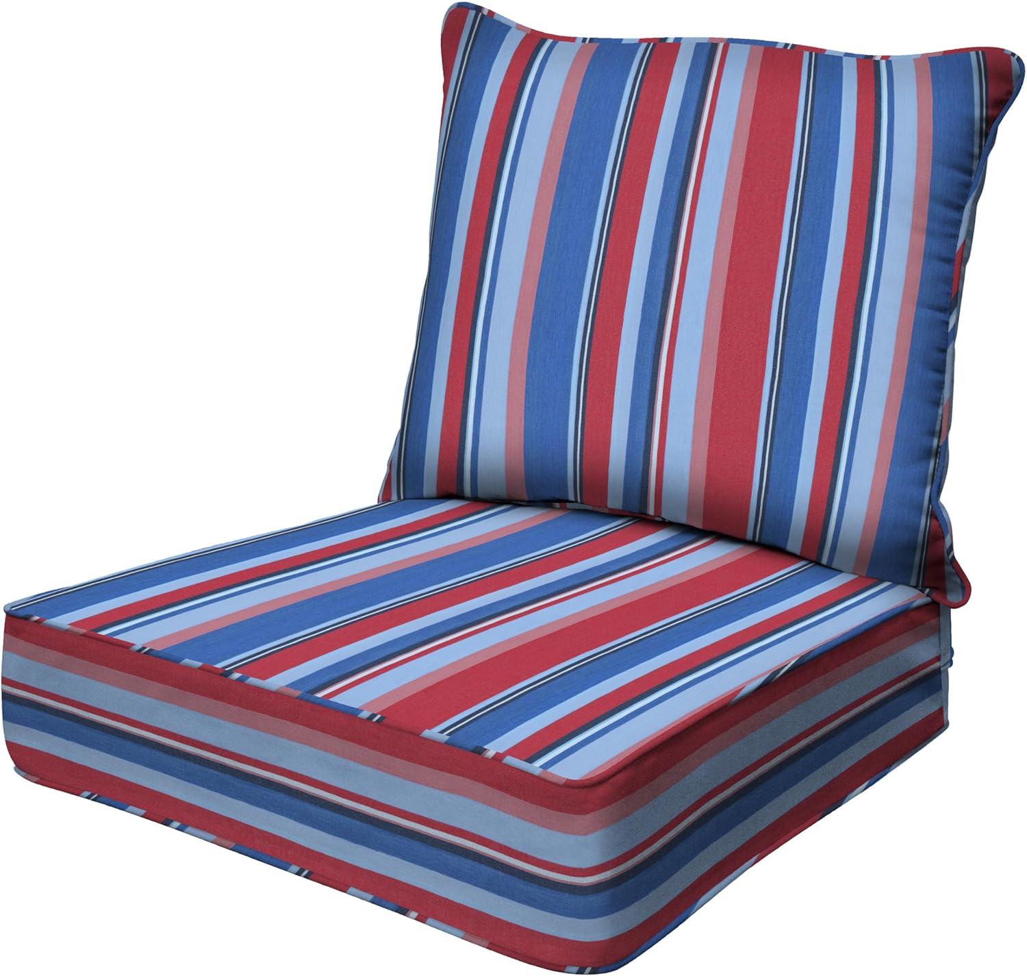 Honeycomb Outdoor Deep Seat, 24" W x 23" D, Stripe Blue & Red Outdoor Chair Cushion