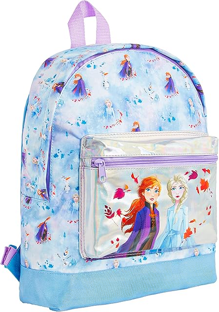 Disney Frozen 2 Backpack for Girls Anna and Elsa Holographic Design, School Bags for Girls and Teens, Large Blue Back Pack Princess, Perfect Kids Rucksack for School Travel