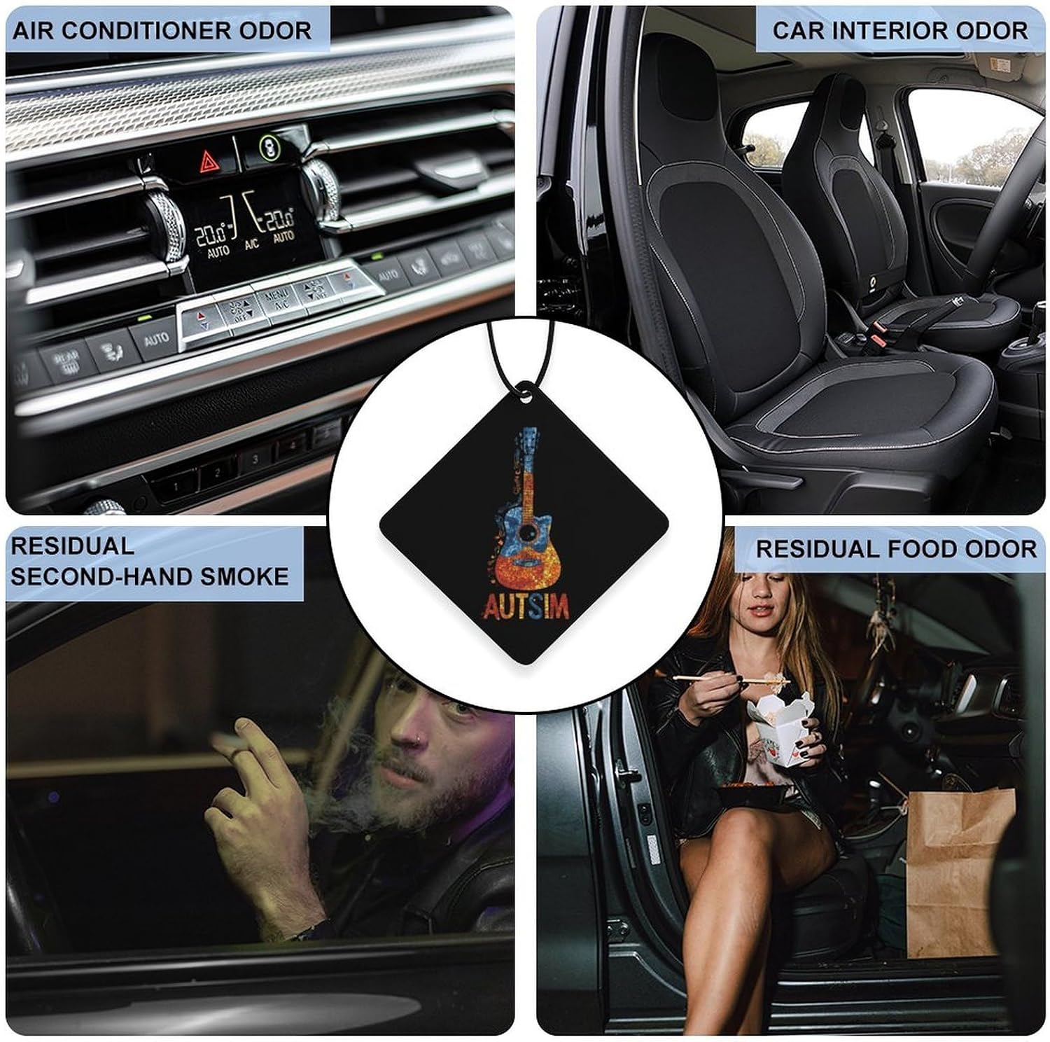 Guitar Puzzle Pieces Car Air Freshener Hanging Aromatherapy Tablets for Car Accessories Rhombus