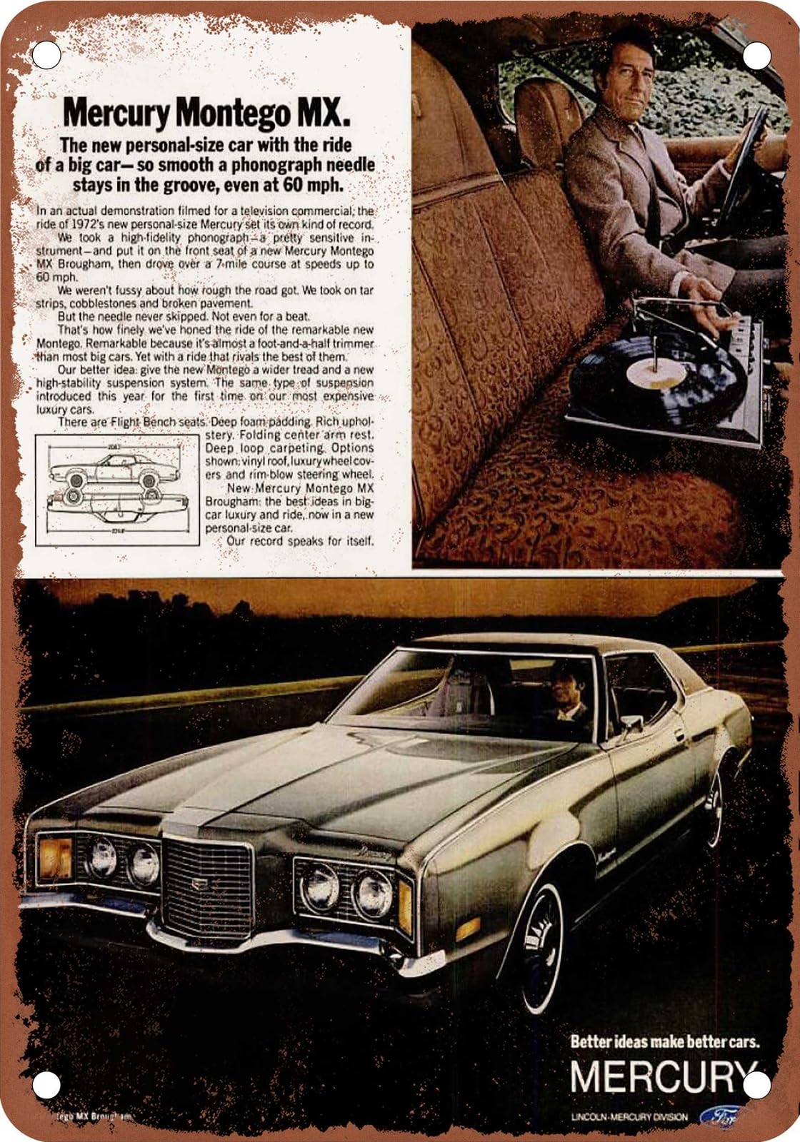 Miaomansenstore Metal Sign - 1972 Mercury Vintage Ad 05 - Old Retro Rusty Look Home Decor