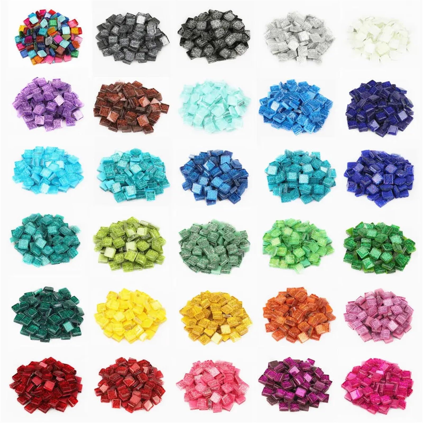 MEYTXOA Mosaiksteine 1 kg glitzernde Glasmosaikfliesen, Bastelstücke, Kunst, Hobbys, verschiedene Farben, Mosaikfliesen for Bastelarbeiten