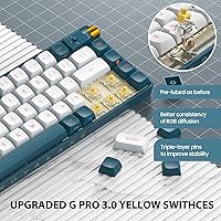 Vista 3 de R68 60% Wireless Mechanical Keyboard, 2.4GHz/Type-C/BT5.0, Hot Swappable Custom, Pre-lubed Yellow Switches RGB Gaming Keyboard, White & Blue