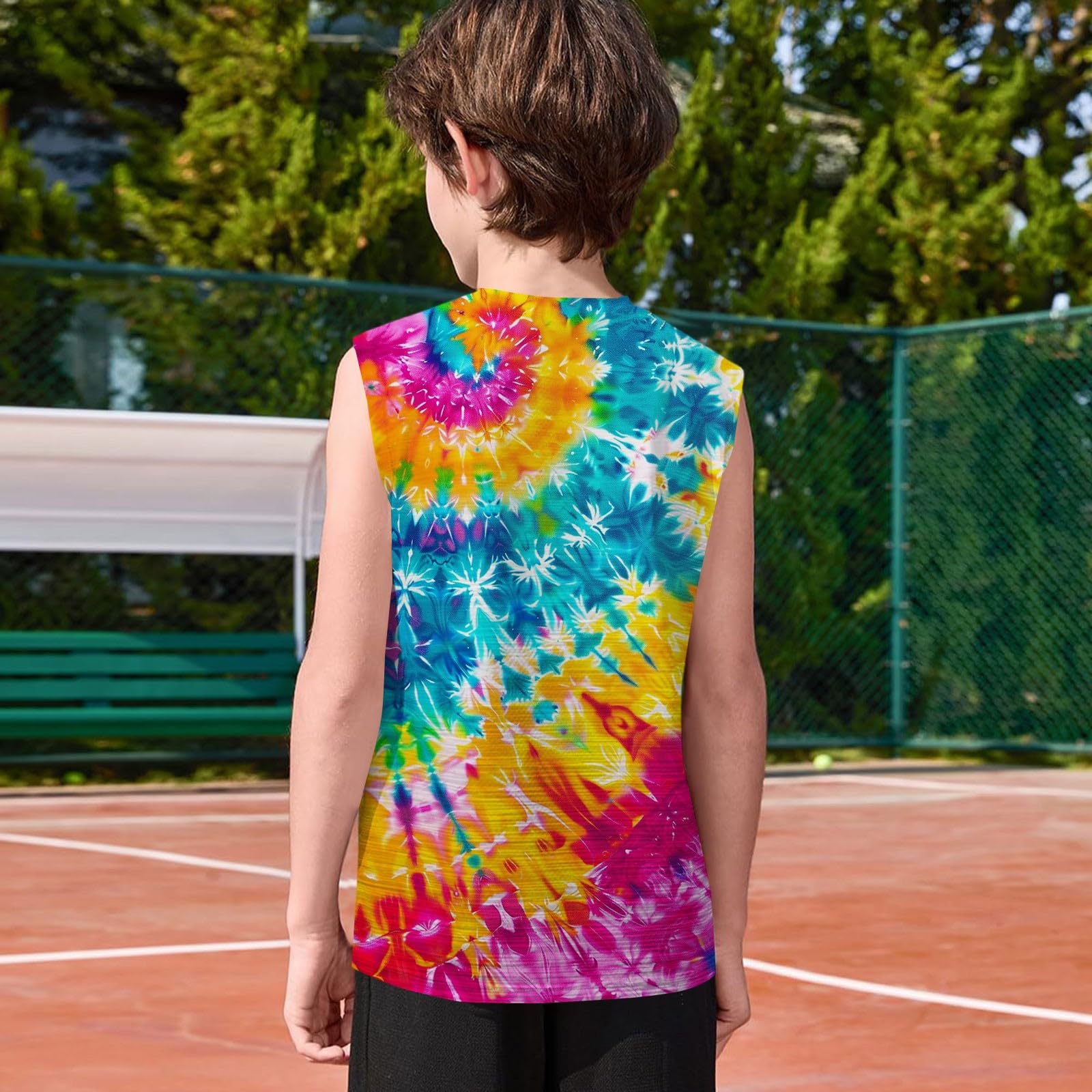 Maillot de corps pour enfant - Débardeur sans manches - T-shirt d'été pour garçons et filles - Col rond - Débardeur batik confortable et respirant - Sous-vêtements pour les loisirs, le sport, l'école