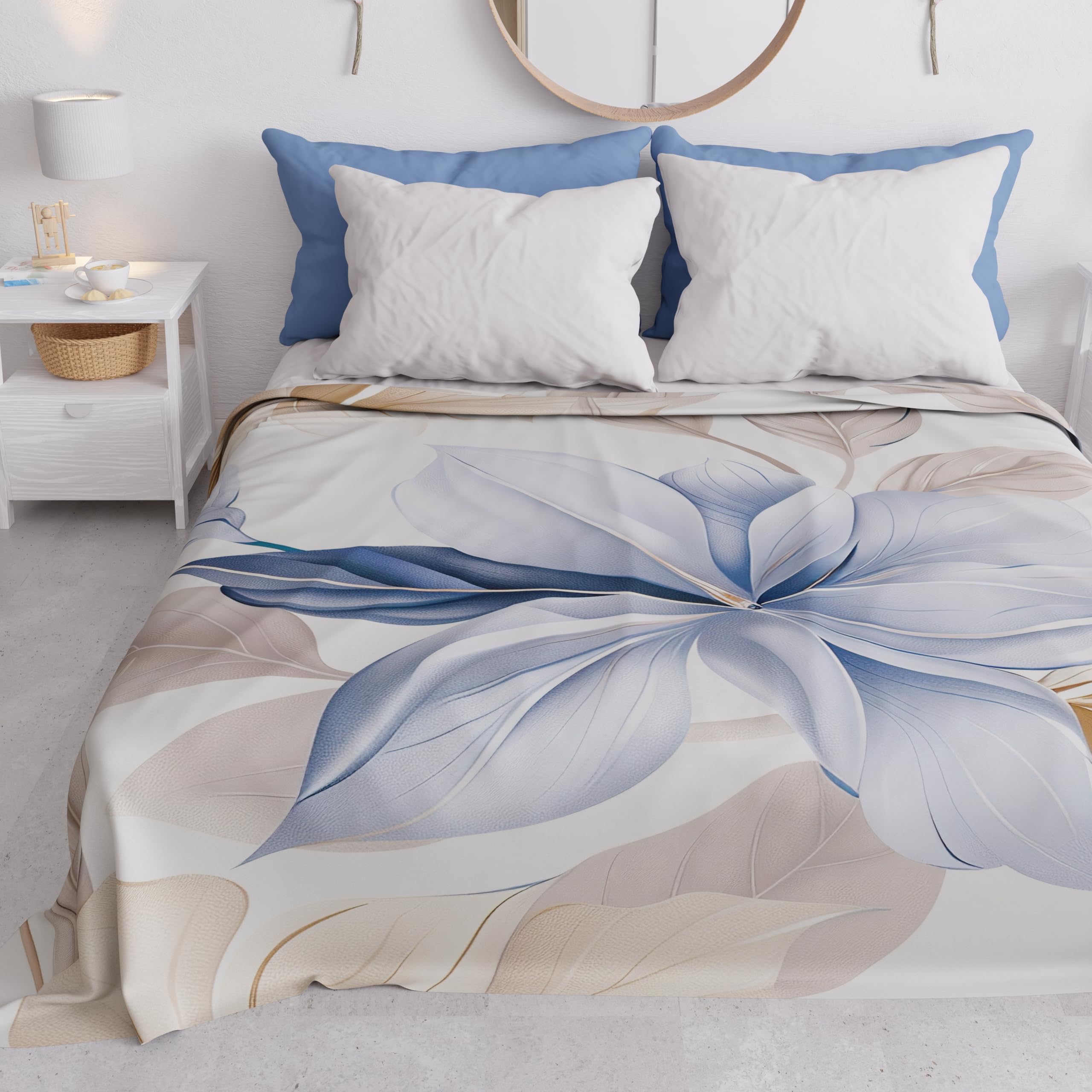 PETTI Artigiani Italiani - Spring Summer Double Bedspread Lightweight Double Bed Sheet Bedspread 164 Floral 100% Made in Italy