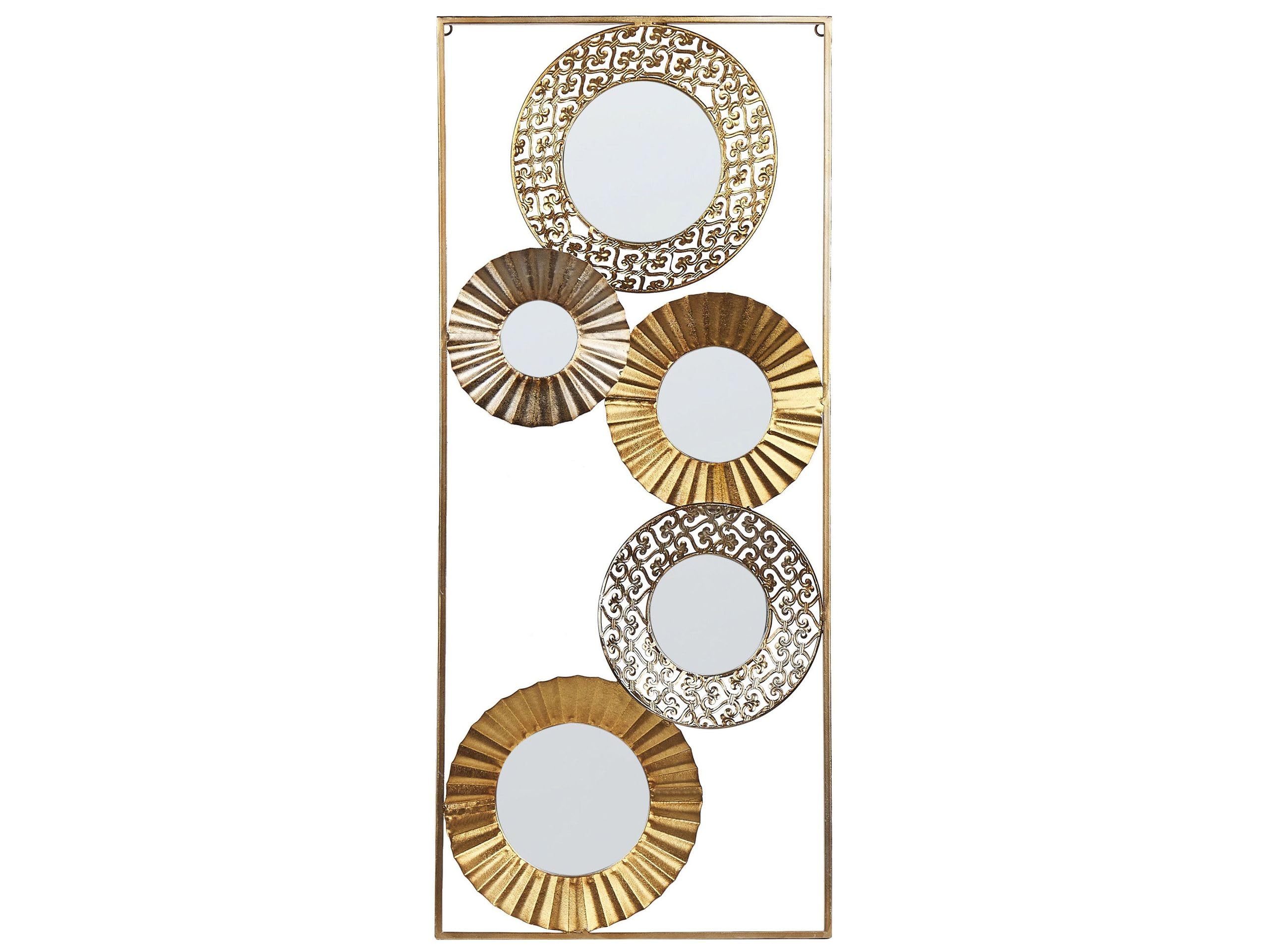 Decorazione murale retrò con specchi d'arredo 39 x 90 cm metallo oro