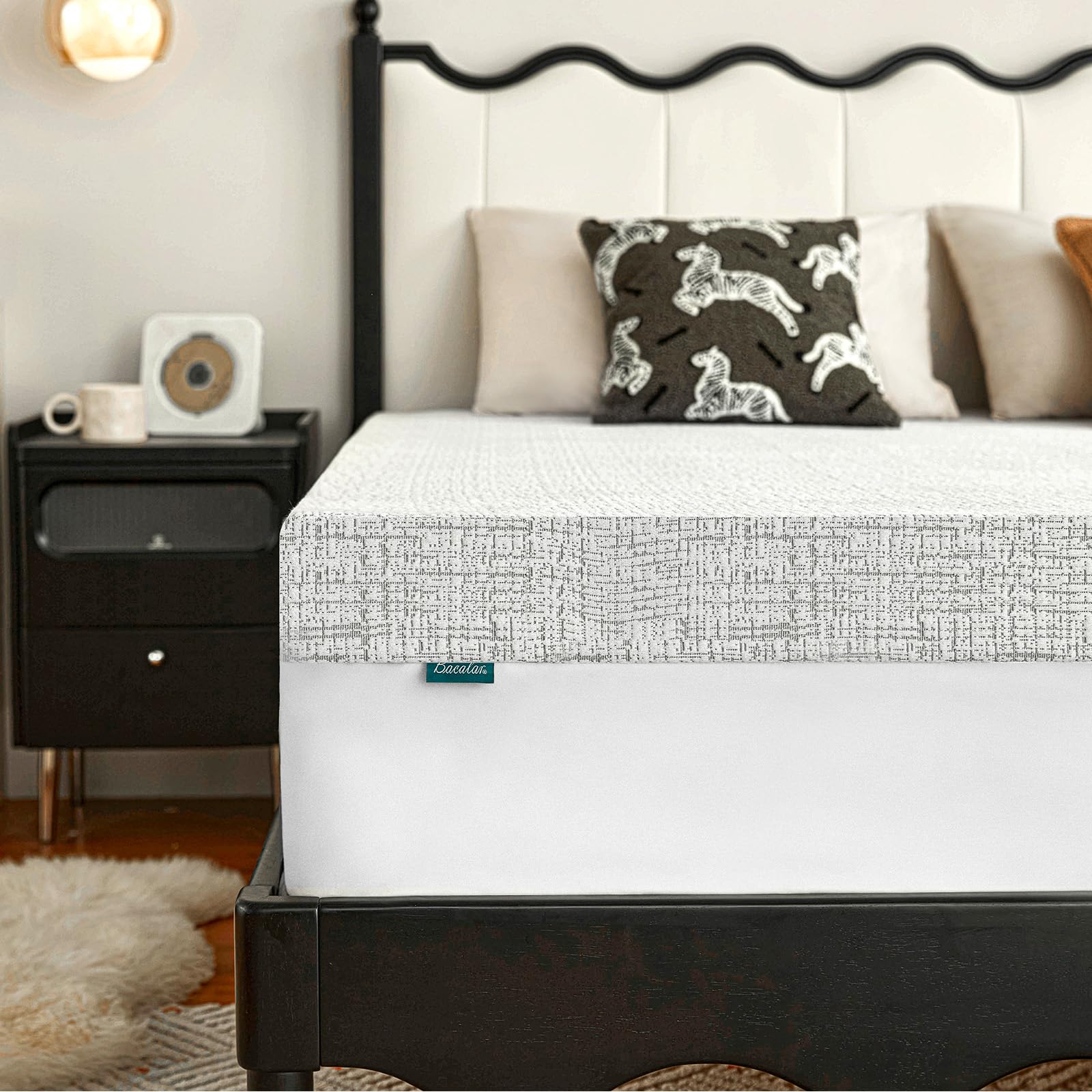 Bacalar Mattress Topper Double Bed Thick, 4Inch Double Mattress Topper for Back Pain Relief