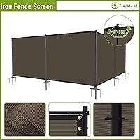 Vista 4 de Juego de valla de privacidad de 5 x 24 pies con postes de hierro, cubierta de red de malla para exteriores, valla de metal temporal con picos