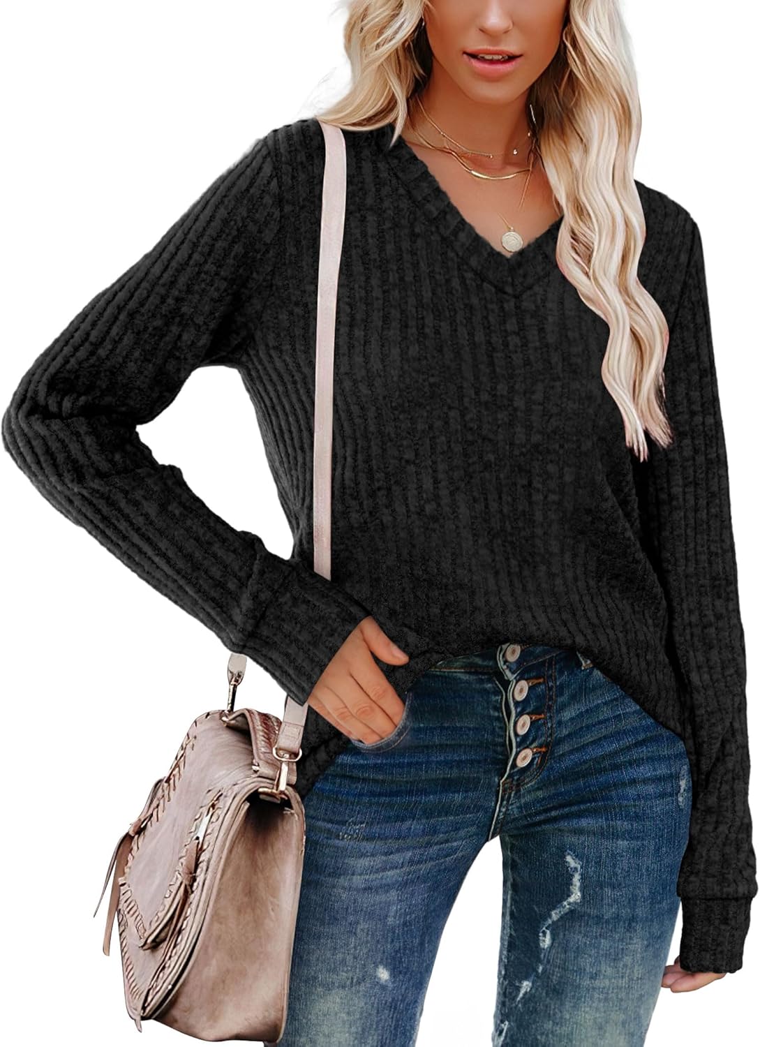 V Neck Long Sleeve Shirts
