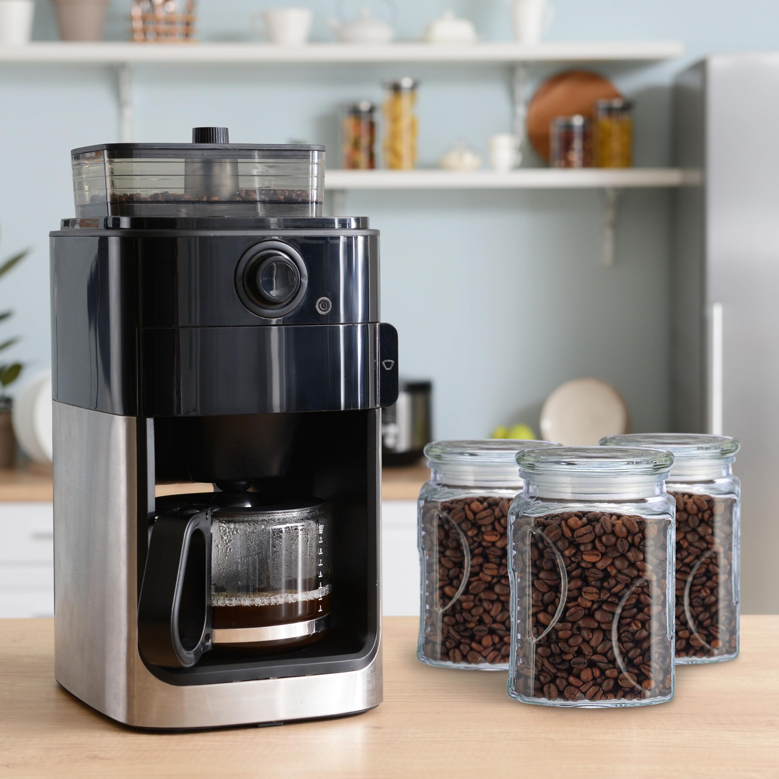 Relaxdays Barattoli di Vetro con Coperchio, Set da 8, Contenitori da 750 ml, Ermetici, Sale Zucchero caffè, Trasparenti