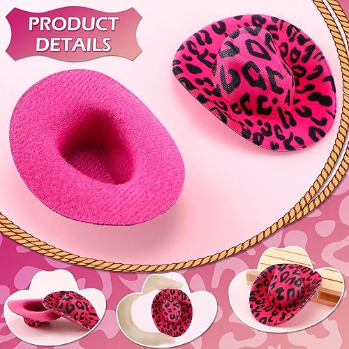 Miniatura 6 de Vesici 20 piezas de mini sombrero de vaquera disco pequeño vaquero decoración lindo neón espacio vaquero sombrero de bota para decoración de casa de