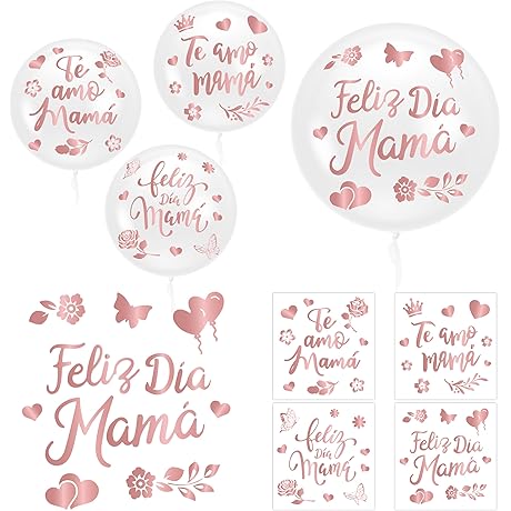 CNhoqc 36pcs Rose Gold Mother's Day Bobo Balloons with Sticker Set for Mother's Day