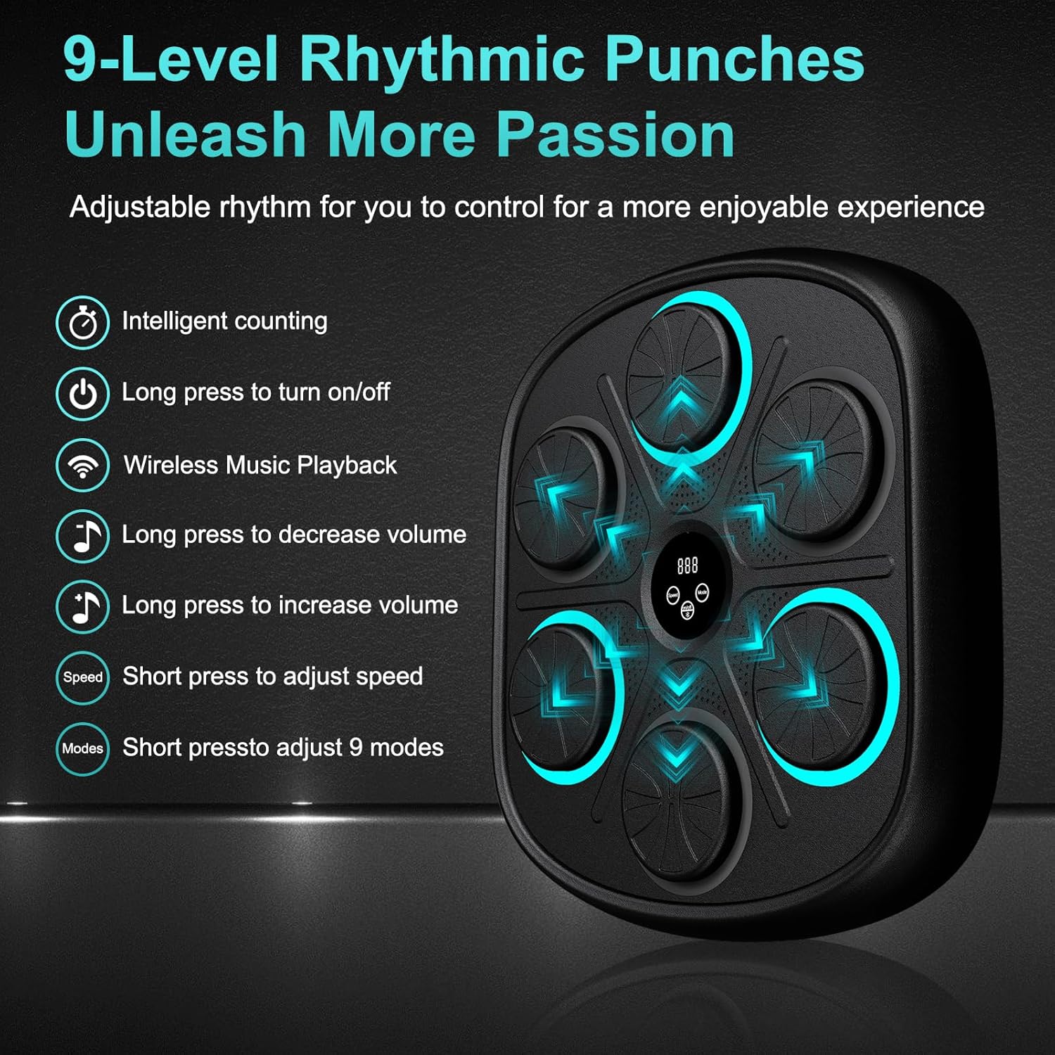 2025 New Model Smart Music Boxing Machine for Adults and Kids, Training Machine with LED Electronic Wall Mounted, Home Indoor Workout Equipment with Premium Boxing Gloves - Image 5