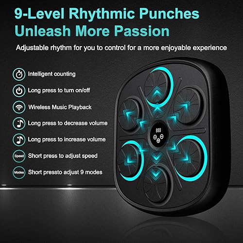 Miniatura 5 de Nuevo modelo de máquina de boxeo de música inteligente para adultos y niños, máquina de entrenamiento con LED electrónico montado en la pared,