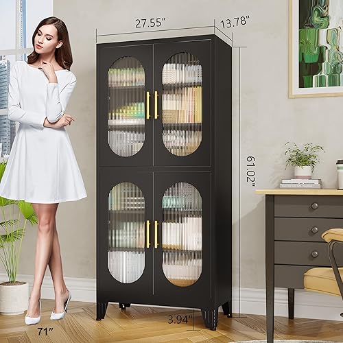 Miniatura 2 de GAIOUS Vitrina de 61.02 pulgadas con puertas acrílicas, armarios de despensa de cocina con pies y estantes ajustables, gabinete de almacenamiento de