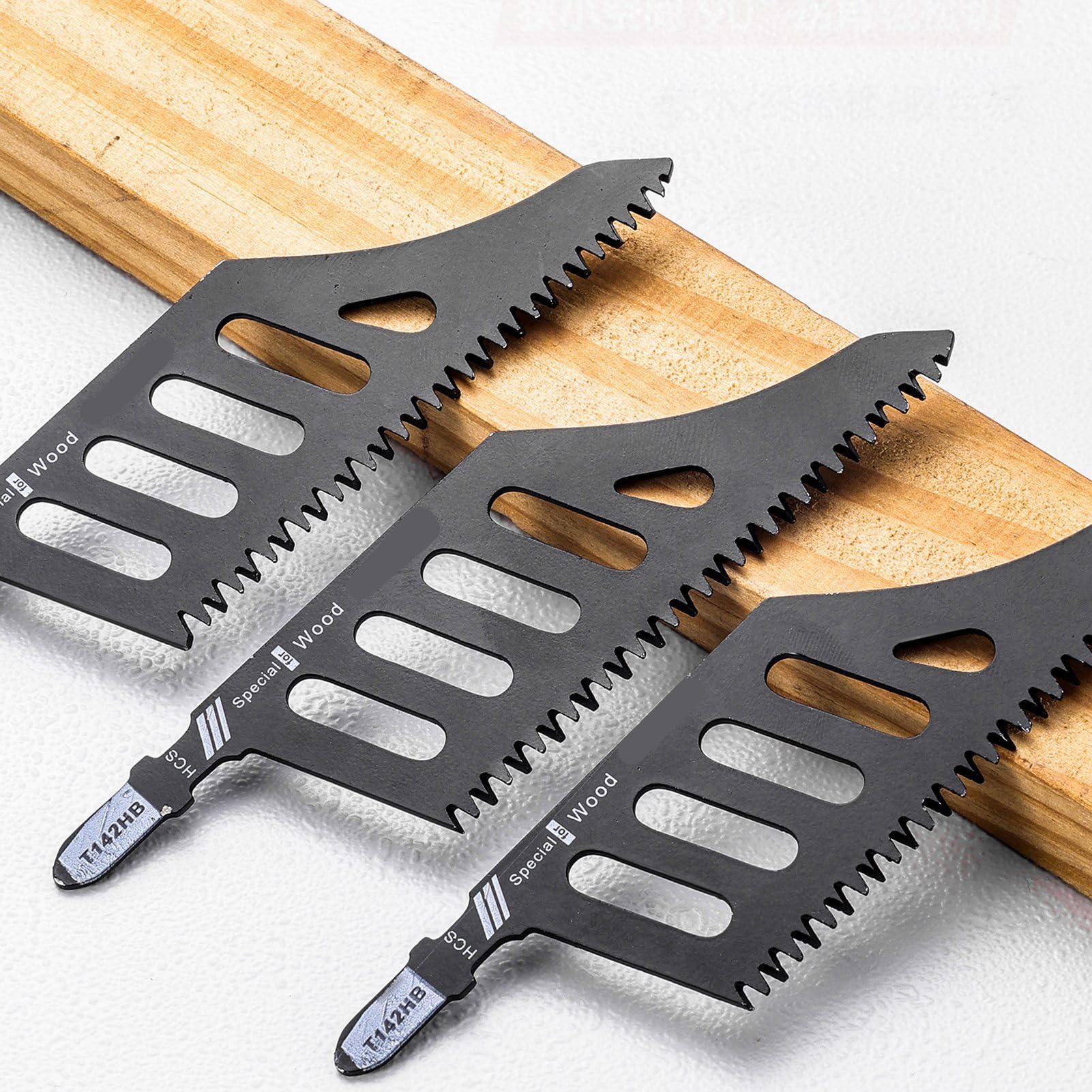 5pcs Lame de Scie Sauteuse de Coupe Affleurante, Lames de Scie Sauteuse à 3 Dents Face avec Poignée, Lames de Scie à Courbe Irrégulière pour Couper les Cloisons Sèches, Métal,
