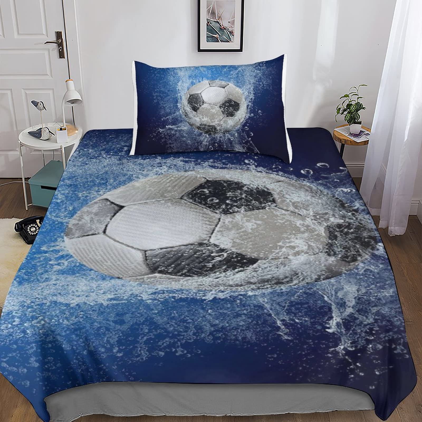 Housse de couette football 3D pour décorer une chambre d'enfant passionné de sport