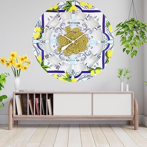 Vista 108 de The Gears - Reloj de pared con engranajes móviles (Vietri, redondo de 36 pulgadas)