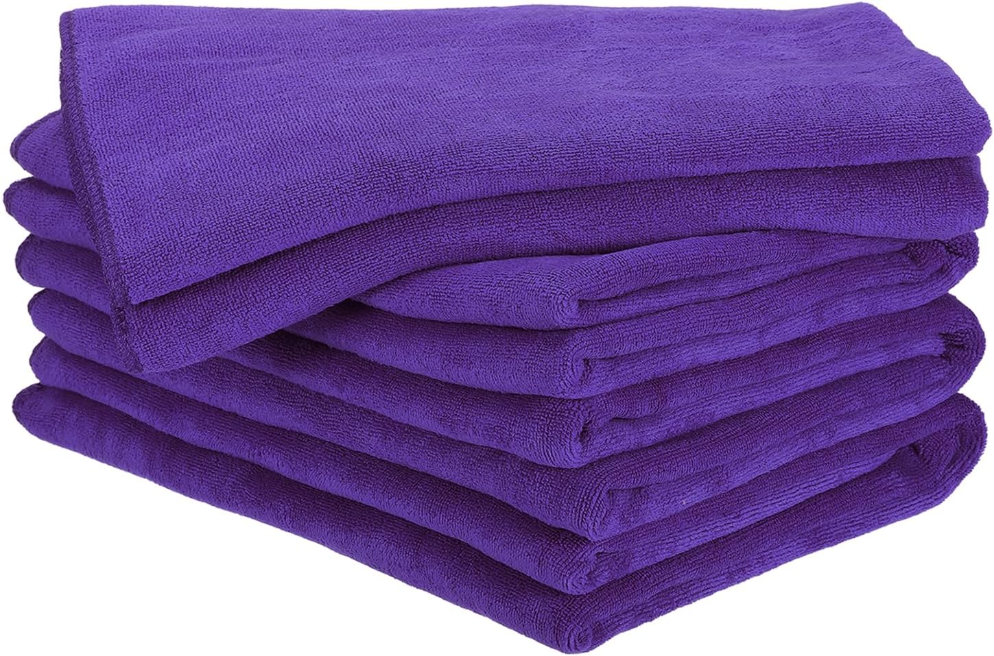 HARFINGTON 4 Pack Microfiber Cleaning Cloth, 71" x 24" Multi-Functional Cleaning Towels Reusable Absorbent Rags for Car Wash Kitchen Household Window Clean, Purple