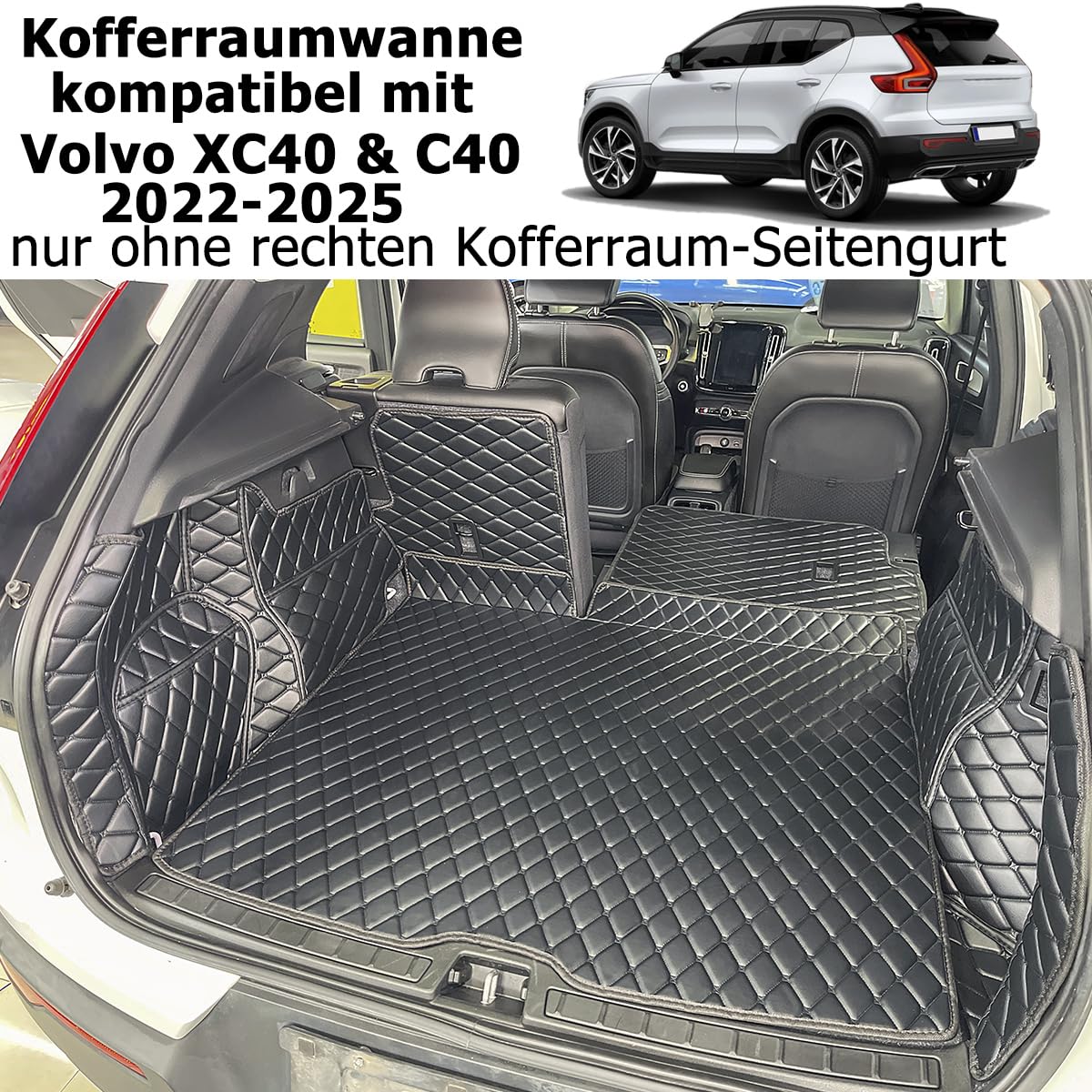 Kofferraumwanne für Volvo XC40 C40 2022–2026 | nur ohne rechten Kofferraum-Seitengurt