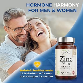 Zinc 50mg [High Potency] Supplement - Immune Support System from Natural Zinc (Oxide/Citrate) 100 Tablets, Made by Natures Potent.