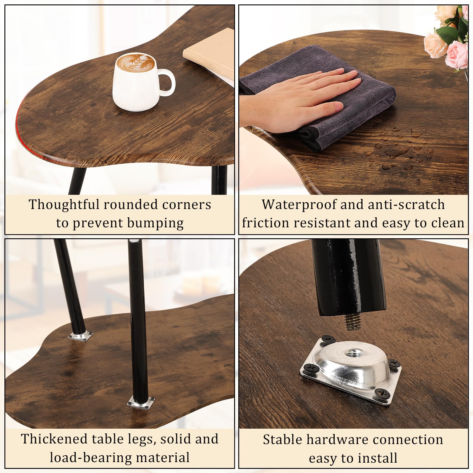 Mesa de centro pequeña con forma de nube, mesa de centro industrial, mesas de centro irregulares de madera, estilo de mediados de siglo, muebles decorativos para sala de estar, espacios 6
