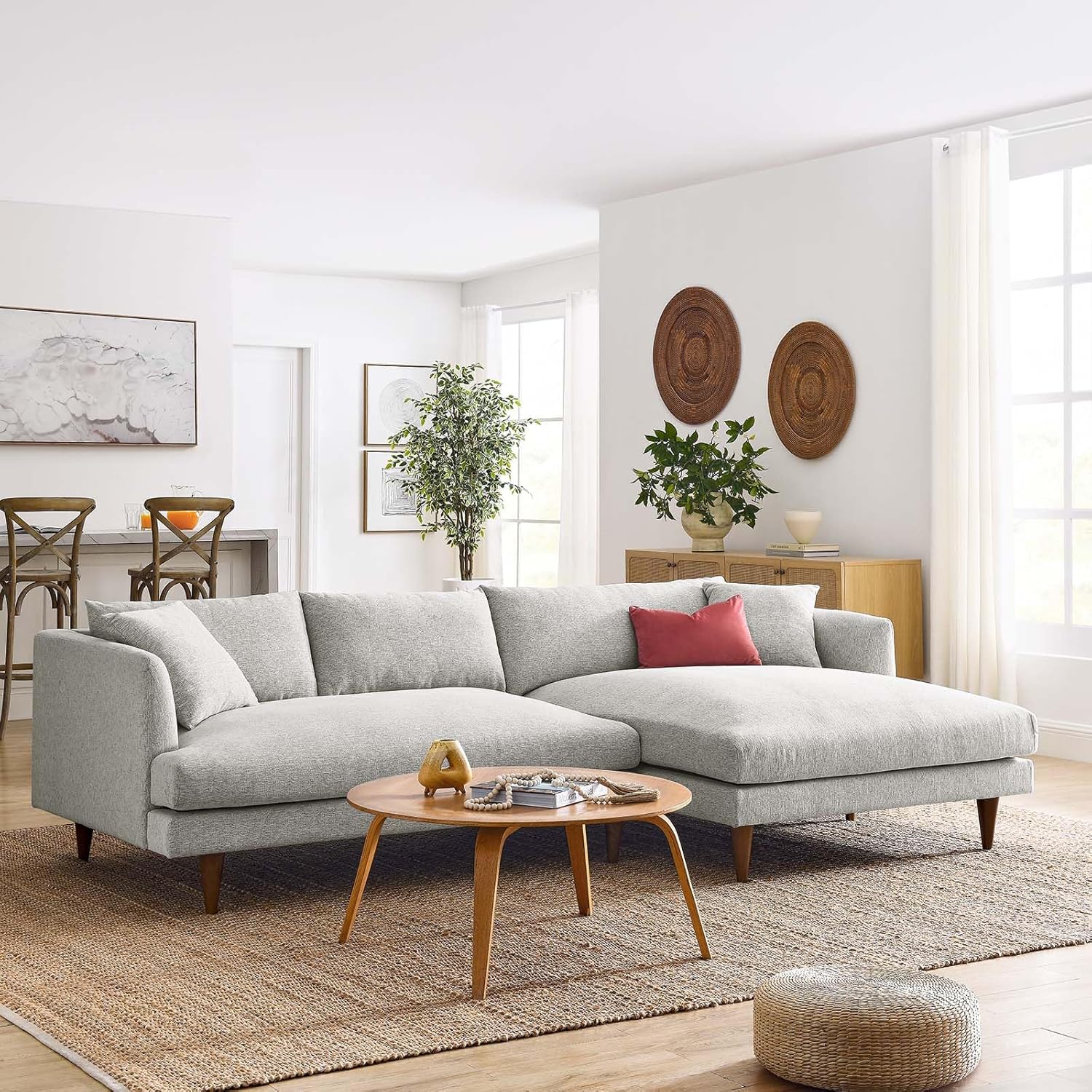 Modway Zoya Sofas, Heathered Weave Light Gray