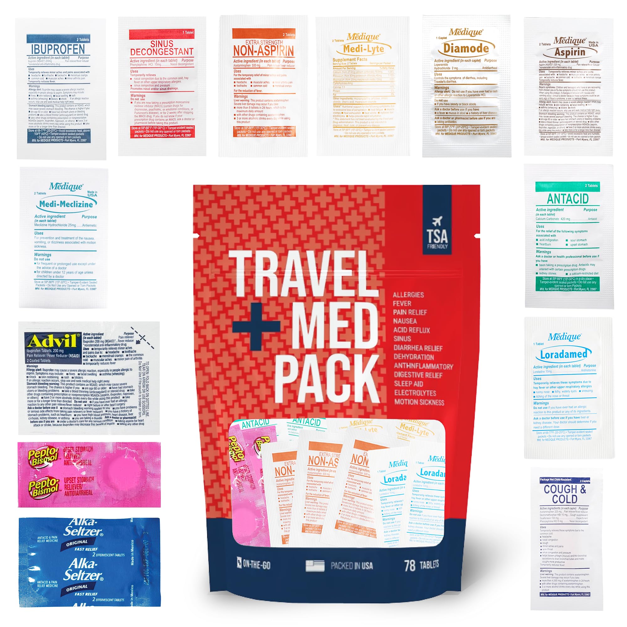 Amazon.com: Travel Medicine Kit - 78-Piece TSA-Friendly Med Pack